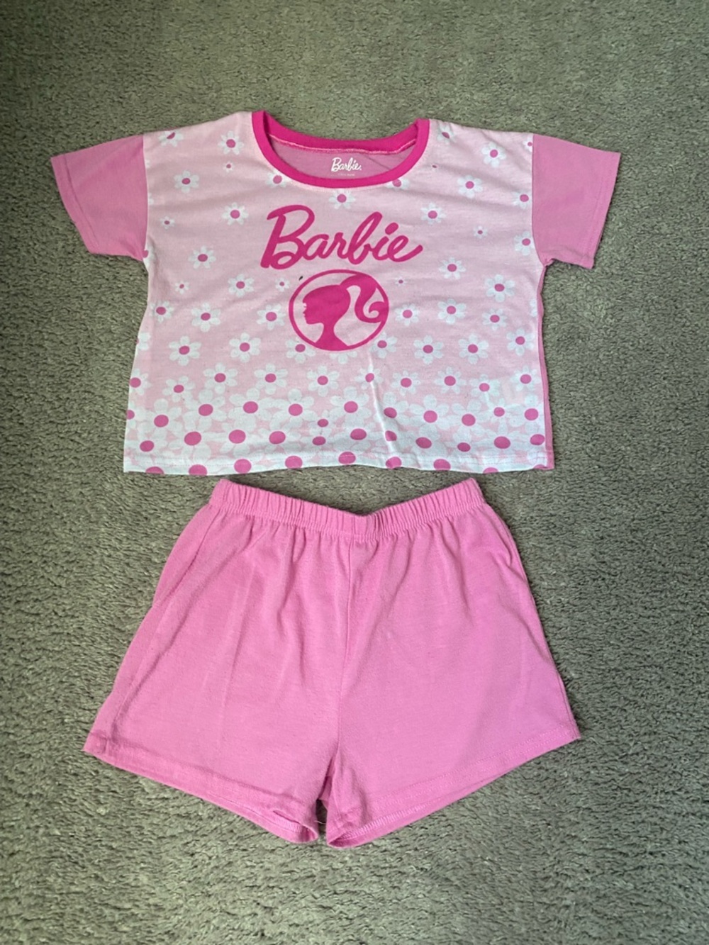 Barbie Girls' Pink Short Sleeve Pajama Set - Top & Shorts